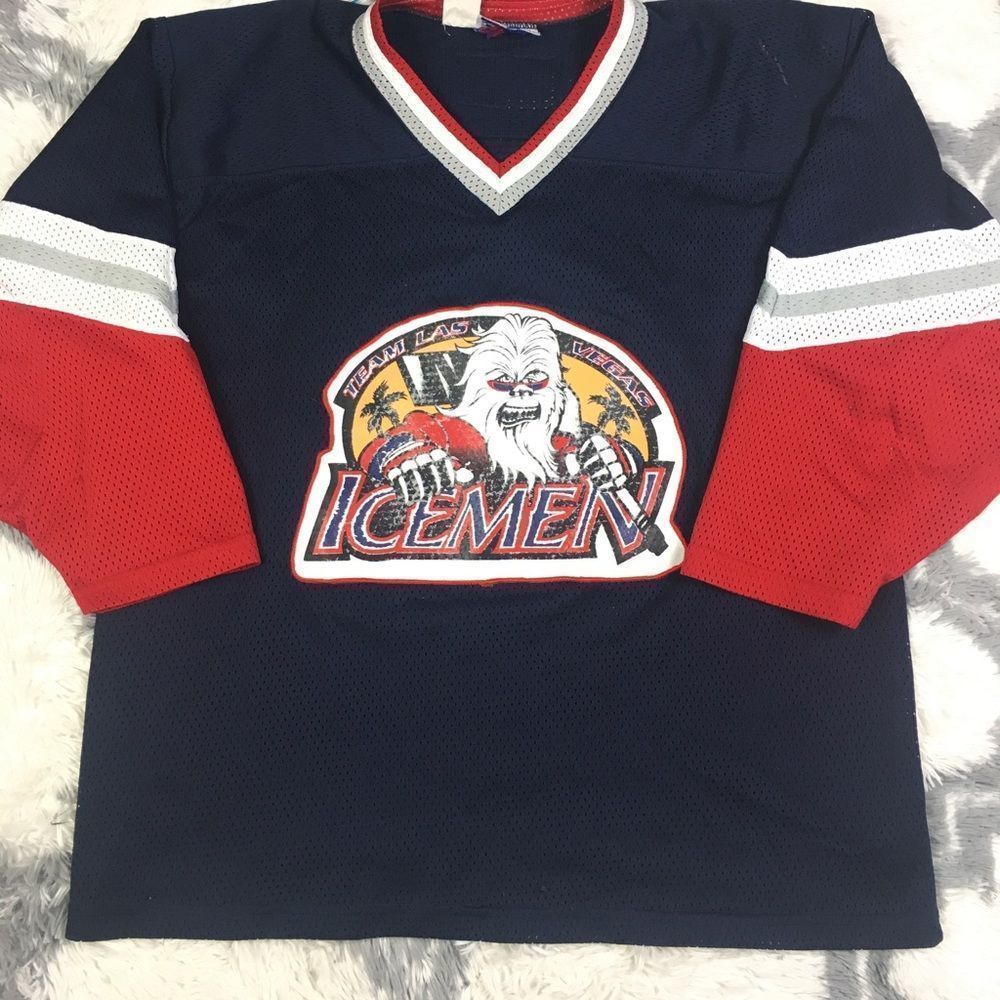 Vintage Kobe Team Las Vegas iceman Hockey Jersey Men Blue Red Size Large